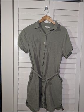 Weatherproof Sage Green Short-Sleeve Shirt Dress